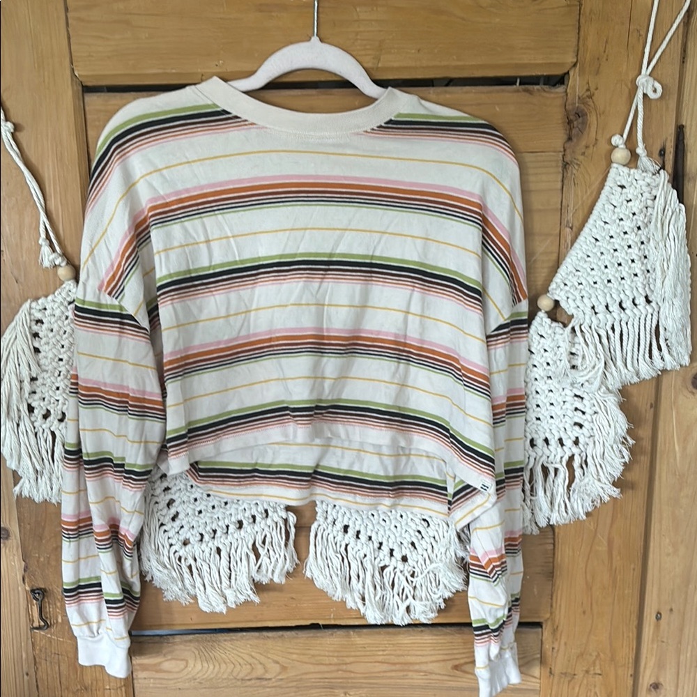 Billabong Multicolor Striped cropped long sleeve  Top small